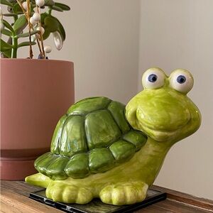 Green Ceramic Turtle Figurine